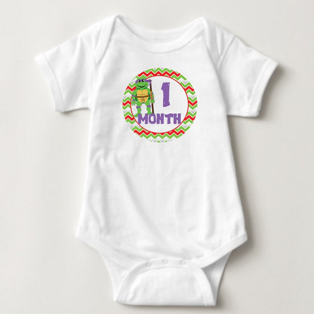 Baby Custom Monthly Onesies - Ninja Turtle - MYSTYLEMYCLOTHING