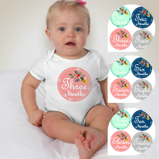 Baby Custom Monthly Onesies - Floral - MYSTYLEMYCLOTHING