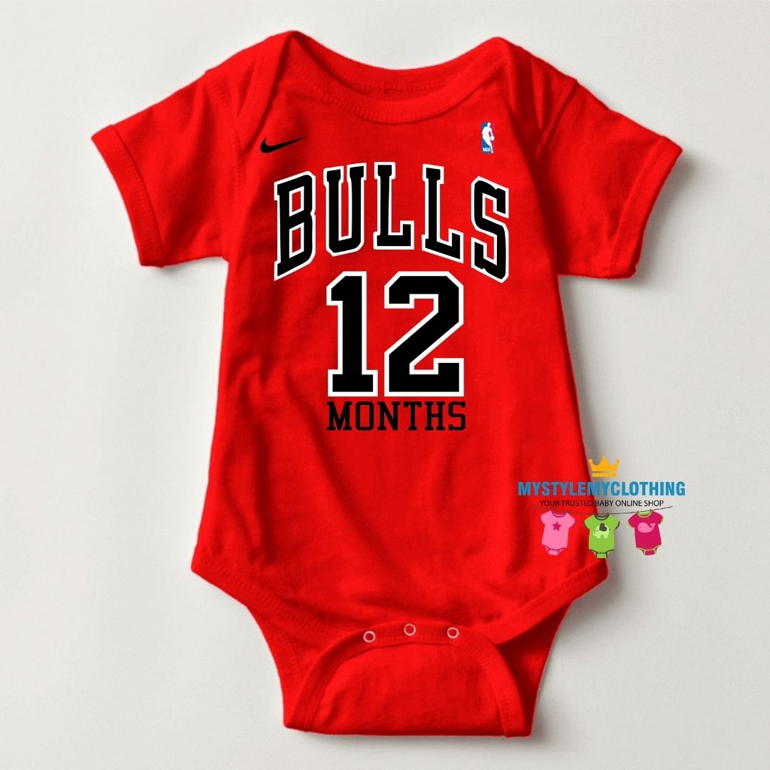 Baby Custom Monthly Onesies - Basketball Jersey Bulls - MYSTYLEMYCLOTHING