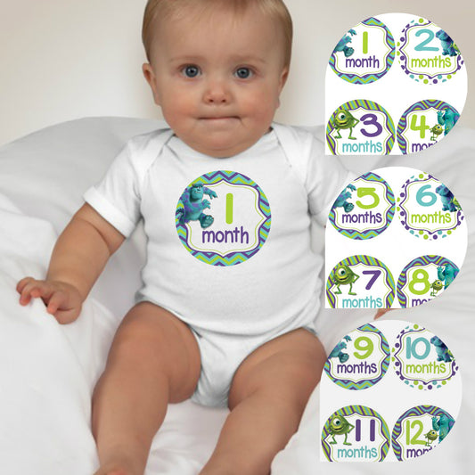 Baby Custom Monthly Onesies - Monster - MYSTYLEMYCLOTHING