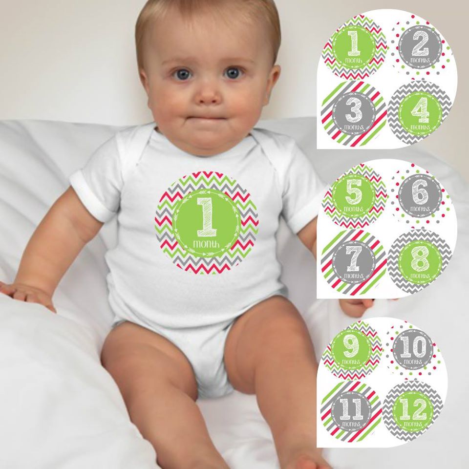 Baby Custom Monthly Onesies - Patterns 5 - MYSTYLEMYCLOTHING