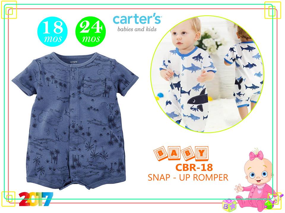 Carter's Snap-Up Cotton Romper - Blue - MYSTYLEMYCLOTHING