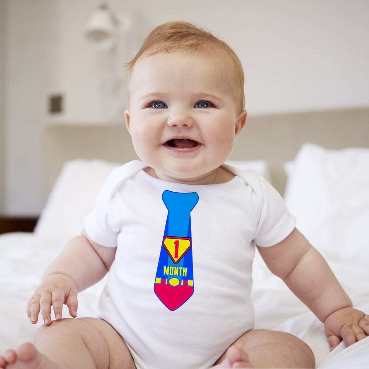 Baby Custom Monthly Onesies - Super Hero Neck ties I - MYSTYLEMYCLOTHING