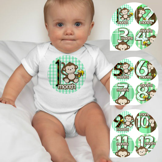 Baby Custom Monthly Onesies - Monkey Doo Green - MYSTYLEMYCLOTHING