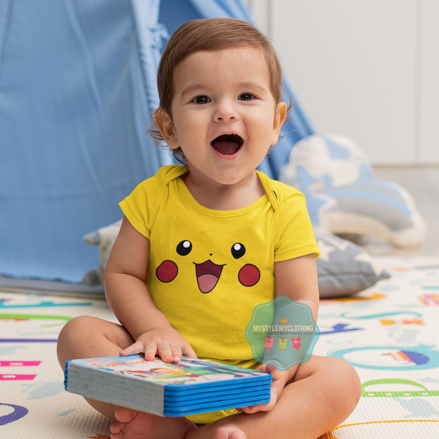 Baby Character Onesies with FREE Name Back Print - Pokemon-Pikachu - MYSTYLEMYCLOTHING