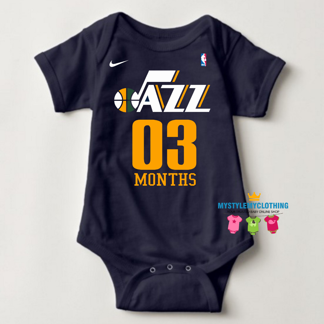 Baby Custom Monthly Onesies - Basketball Jersey Utah Jazz - MYSTYLEMYCLOTHING
