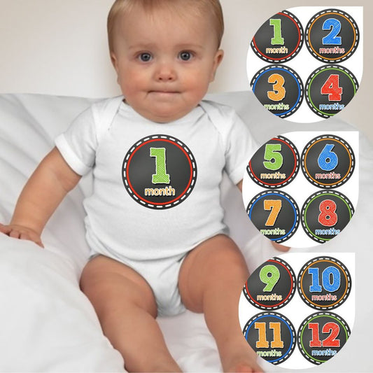 Baby Custom Monthly Onesies - Race Track - MYSTYLEMYCLOTHING