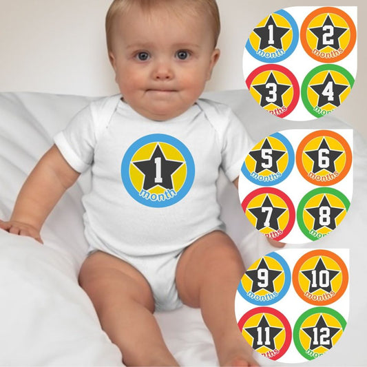 Baby Custom Monthly Onesies - Stars - MYSTYLEMYCLOTHING