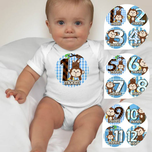 Baby Custom Monthly Onesies - Monkey Doo - MYSTYLEMYCLOTHING