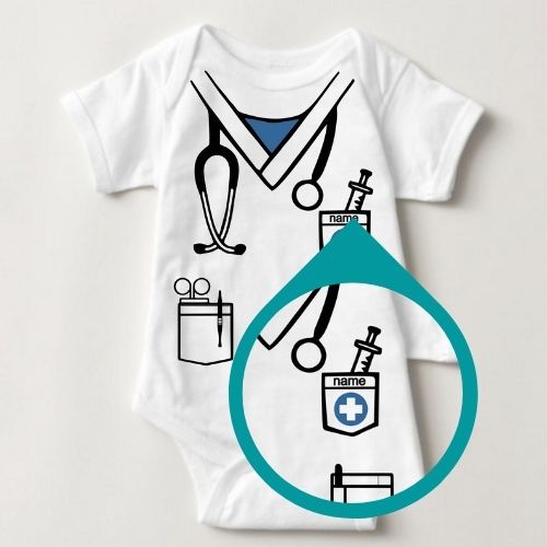 Baby Career Onesies - Little Nurse Scrub Suit Blue with FREE Name Print - MYSTYLEMYCLOTHING