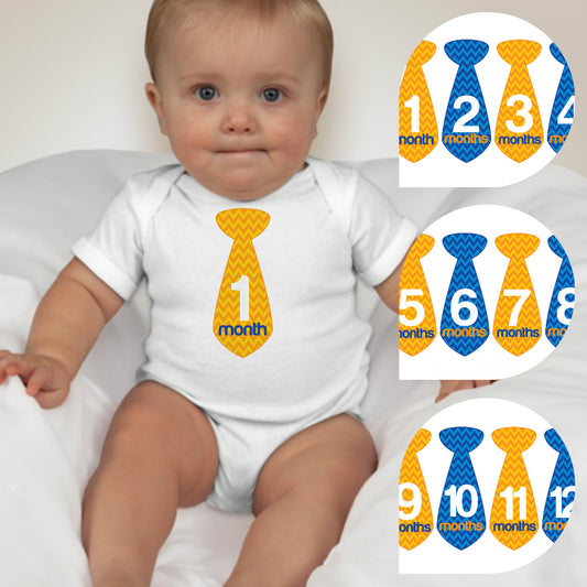 Baby Custom Monthly Onesies - Necktie Nautical YB - MYSTYLEMYCLOTHING