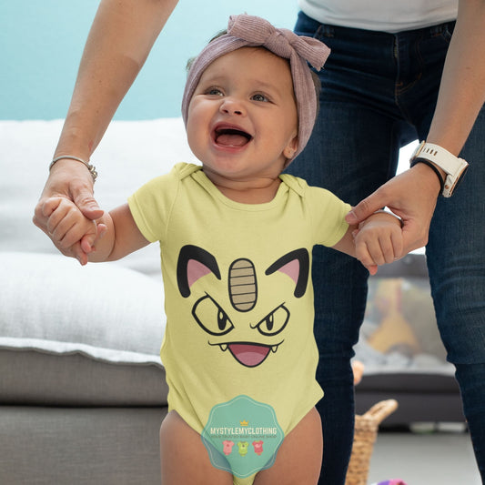 Baby Character Onesies with FREE Name Back Print - Pokemon-Meowt - MYSTYLEMYCLOTHING