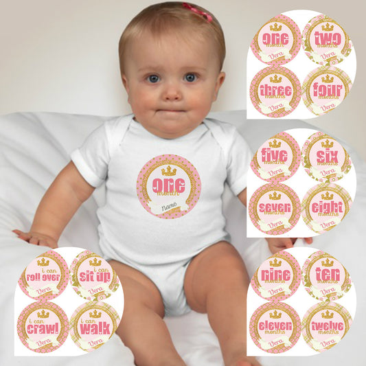 Baby Custom Monthly Onesies - Princess Crown II - MYSTYLEMYCLOTHING