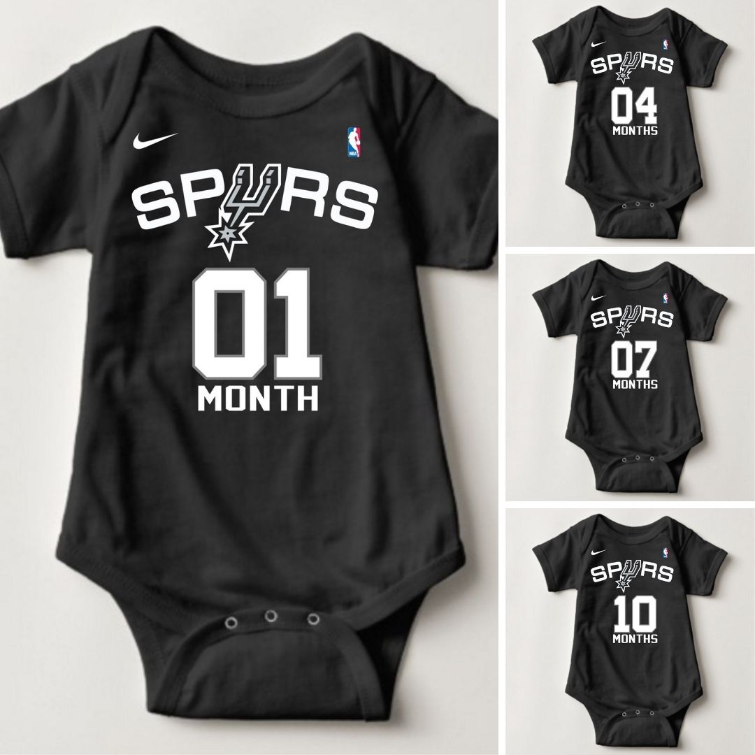 Baby Monthly Onesies - Basketball Jersey San Antonio Spurs - MYSTYLEMYCLOTHING