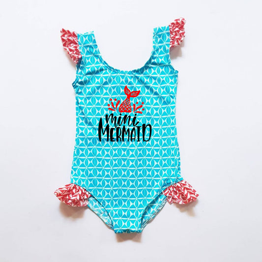 Kids One Piece Swim Suit Swimwear- Mermaid