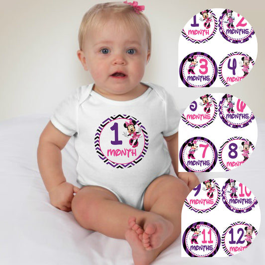 Baby Custom Monthly Onesies - Minnie Mouse Purple - MYSTYLEMYCLOTHING