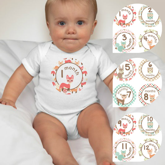 Baby Custom Monthly Onesies - Animals IV - MYSTYLEMYCLOTHING