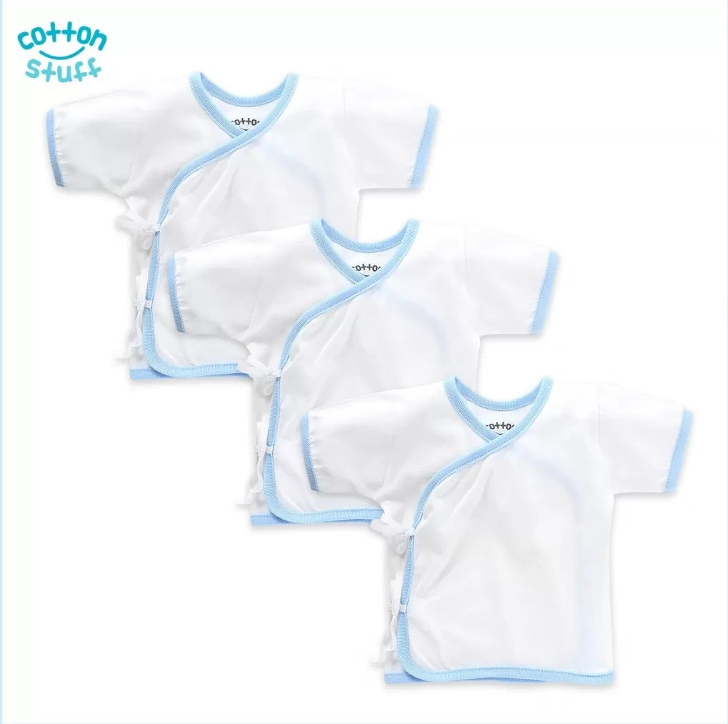 Set of 3 Baby Cotton Stuff Tie Side Short Sleeve - MYSTYLEMYCLOTHING