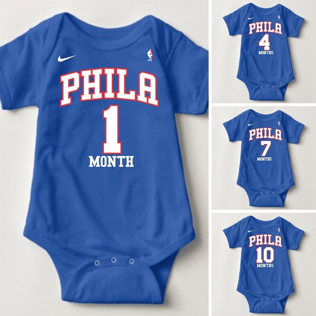 Baby Monthly Onesies - Basketball Jersey Philadelphia 76ers - MYSTYLEMYCLOTHING