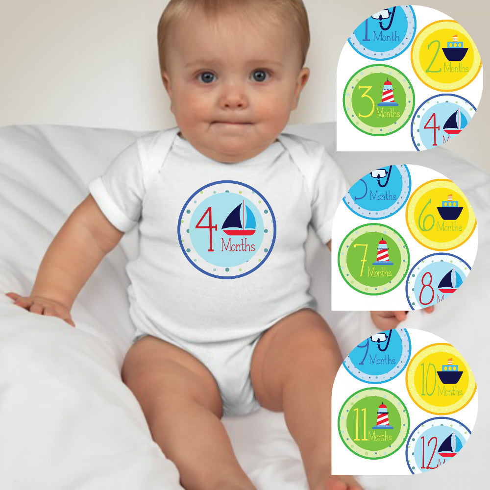 Baby Custom Monthly Onesies - Nautical II - MYSTYLEMYCLOTHING