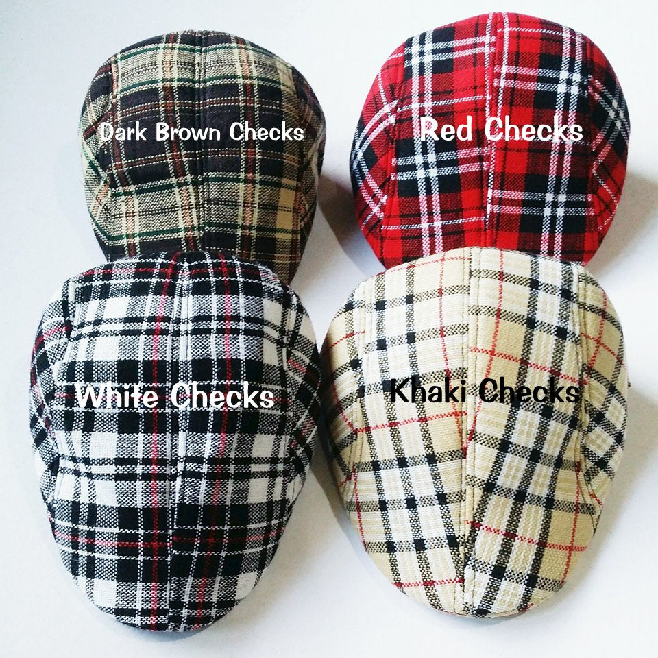 Kids Checkered Retro Boy Golf  Beret, Flat Cap, Palos Hat - MYSTYLEMYCLOTHING