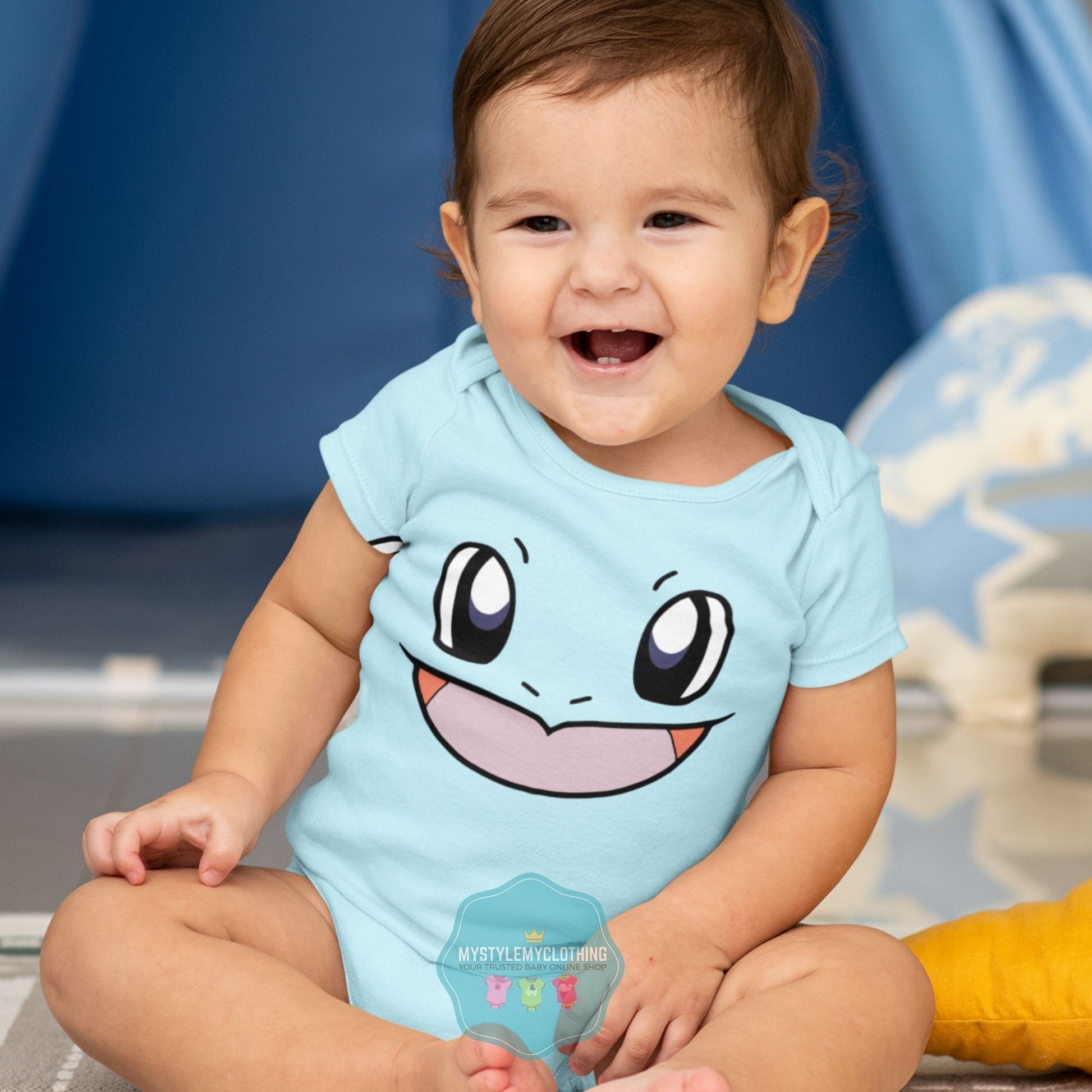 Baby Character Onesies with FREE Name Back Print - Pokemon-Squirtle - MYSTYLEMYCLOTHING