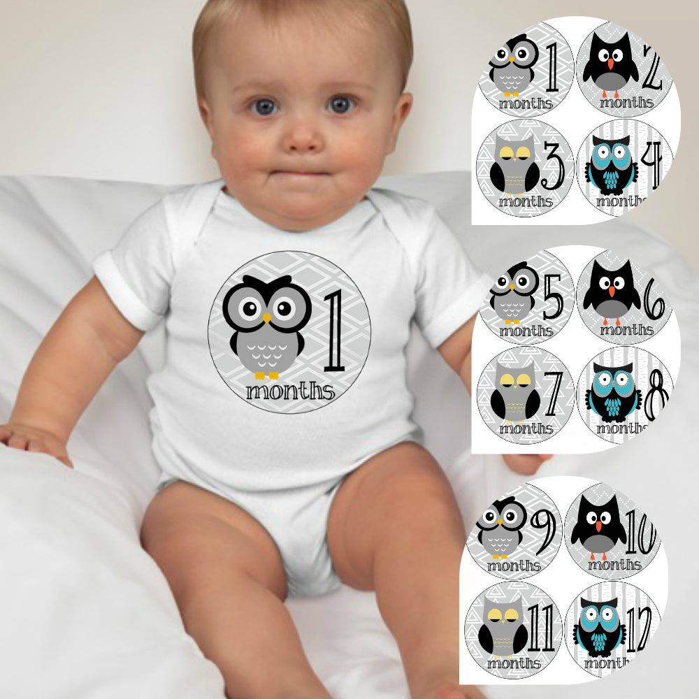 Baby Custom Monthly Onesies - Cute Owl - MYSTYLEMYCLOTHING