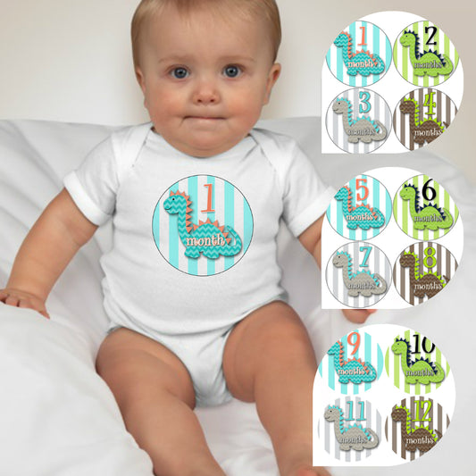 Baby Custom Monthly Onesies - Dinosaur - MYSTYLEMYCLOTHING