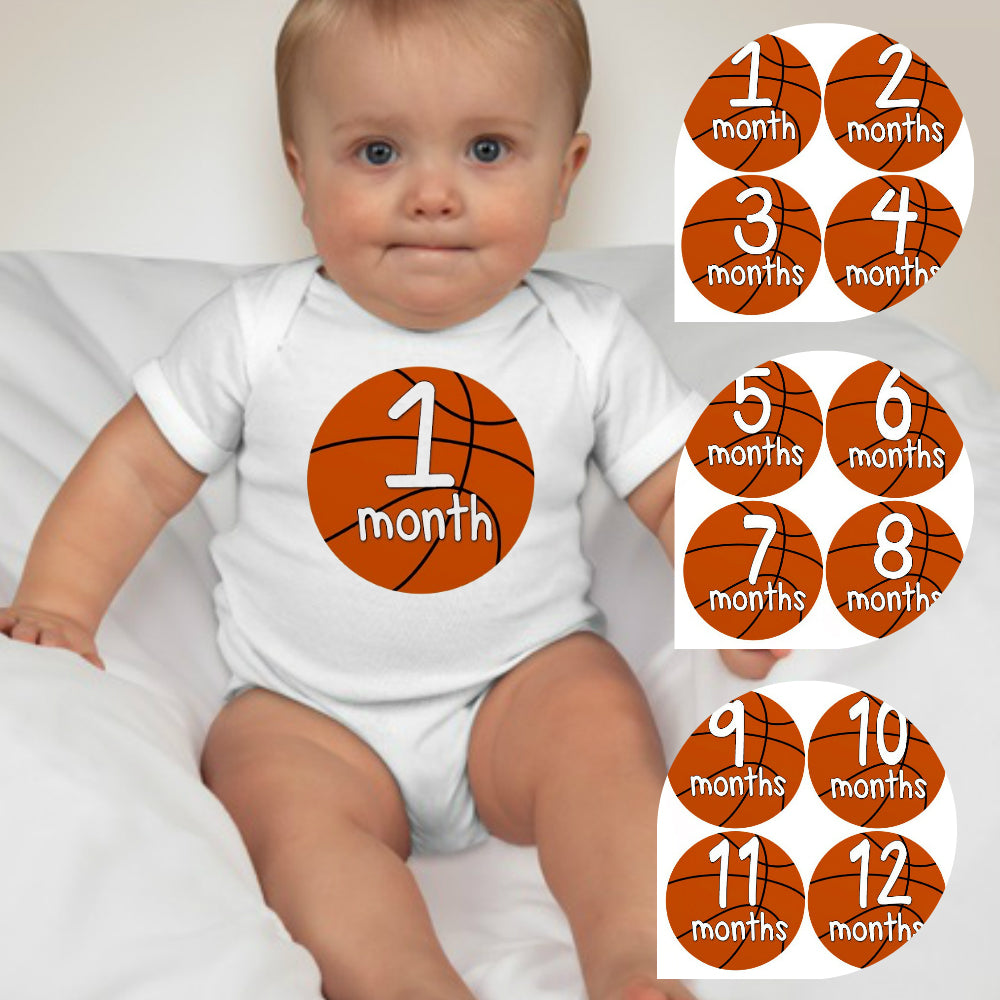 Baby Custom Monthly Onesies - Basketball - MYSTYLEMYCLOTHING