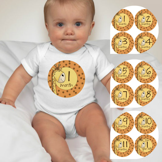 Baby Custom Monthly Onesies - Giraffe - MYSTYLEMYCLOTHING