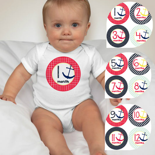 Baby Custom Monthly Onesies - Nautical Girls - MYSTYLEMYCLOTHING