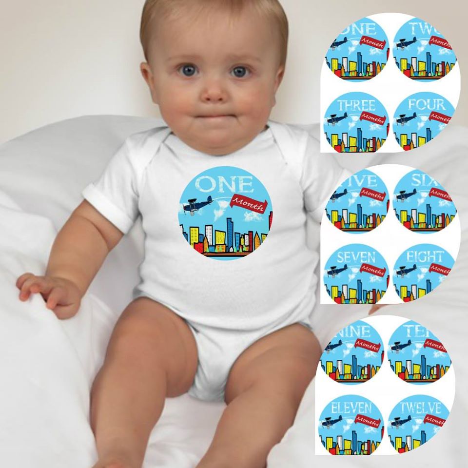 Baby Custom Monthly Onesies - Airplanes - MYSTYLEMYCLOTHING