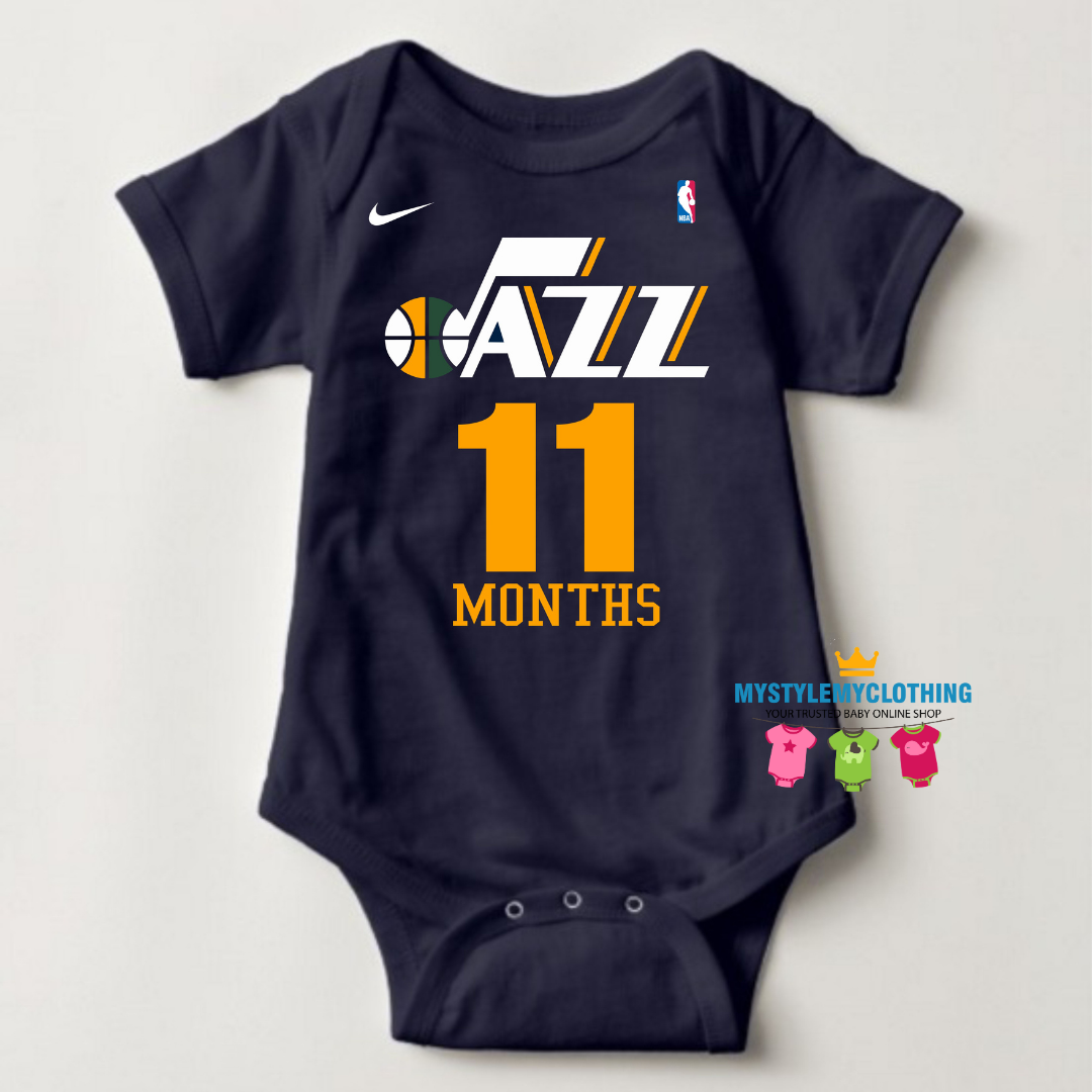 Baby Custom Monthly Onesies - Basketball Jersey Utah Jazz - MYSTYLEMYCLOTHING
