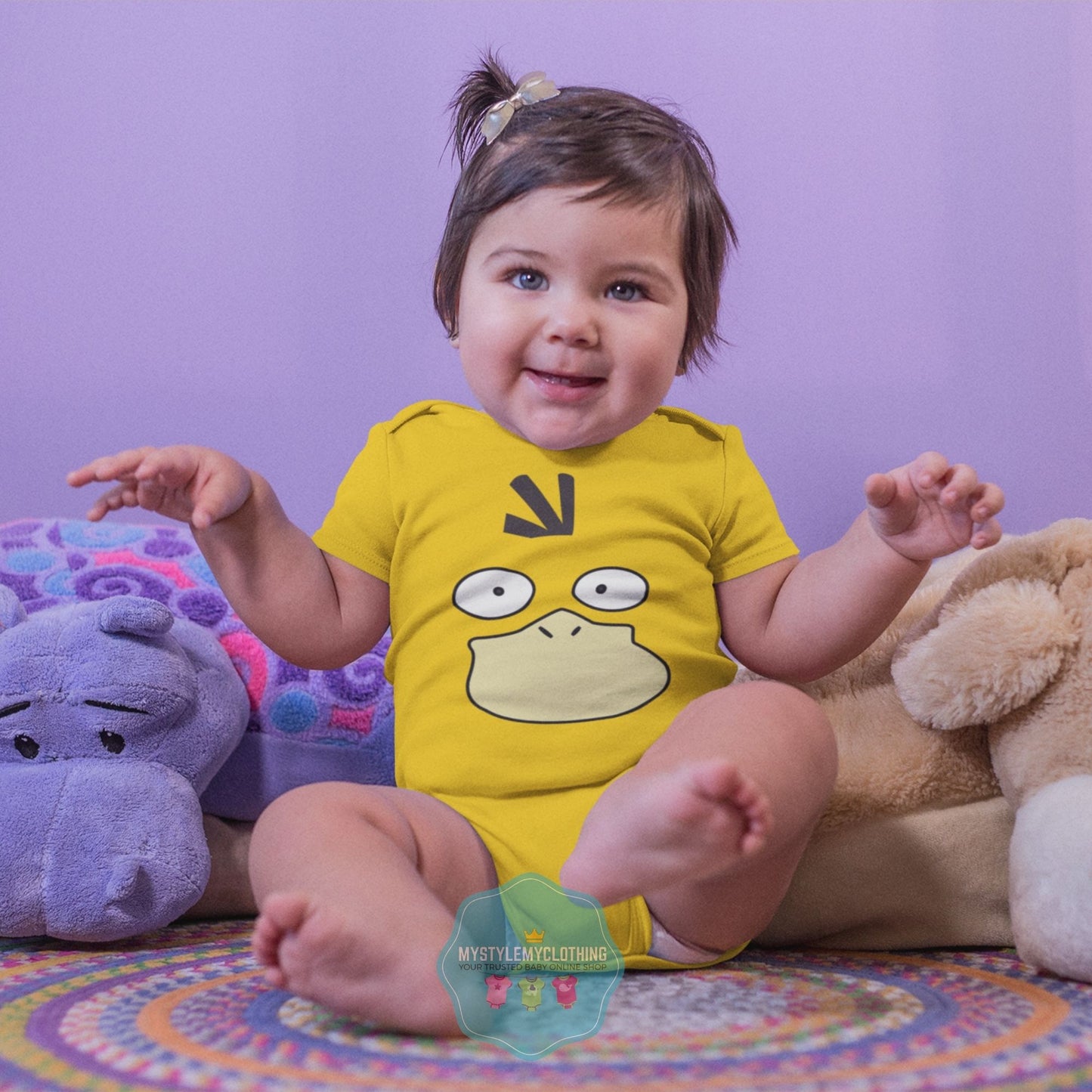 Baby Character Onesies with FREE Name Back Print- Pokemon-Psyduck 1 - MYSTYLEMYCLOTHING