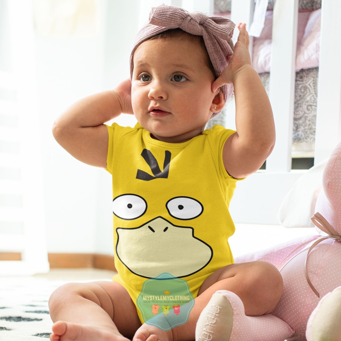 Baby Character Onesies with FREE Name Back Print- Pokemon-Psyduck 1 - MYSTYLEMYCLOTHING