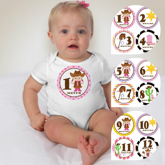 Baby Custom Monthly Onesies - Girls Cowboy - MYSTYLEMYCLOTHING