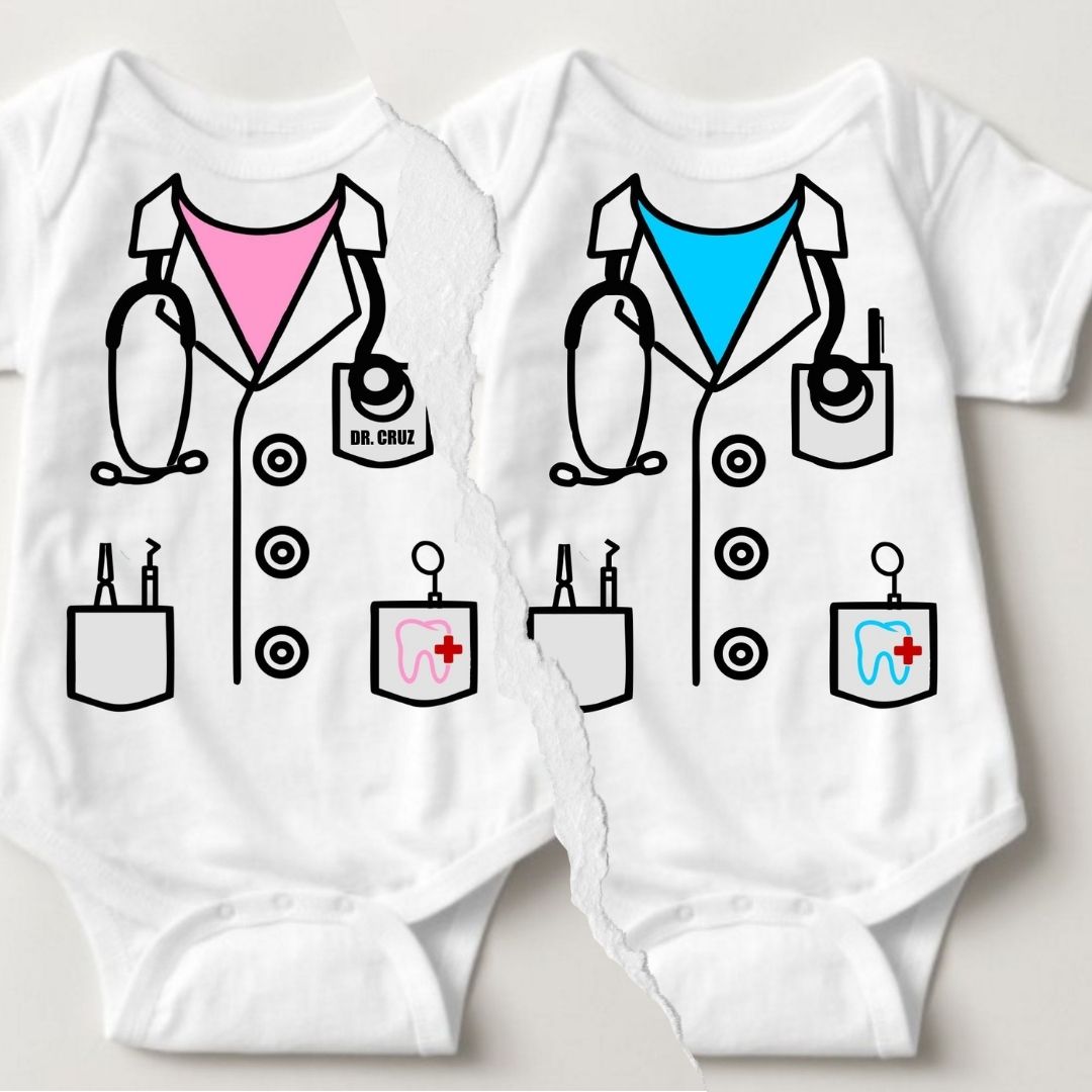 Baby Career Onesies - Dentist Scrub Suit Blue with FREE Name Print - MYSTYLEMYCLOTHING