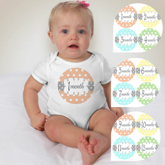 Baby Custom Monthly Onesies - Polkas - MYSTYLEMYCLOTHING