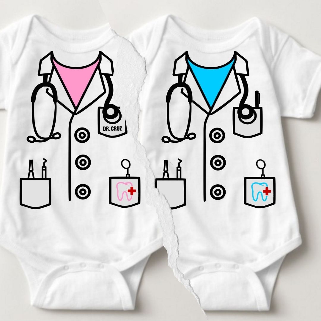 Baby Career Onesies - Dentist Scrub Suit Pink with FREE Name Print - MYSTYLEMYCLOTHING