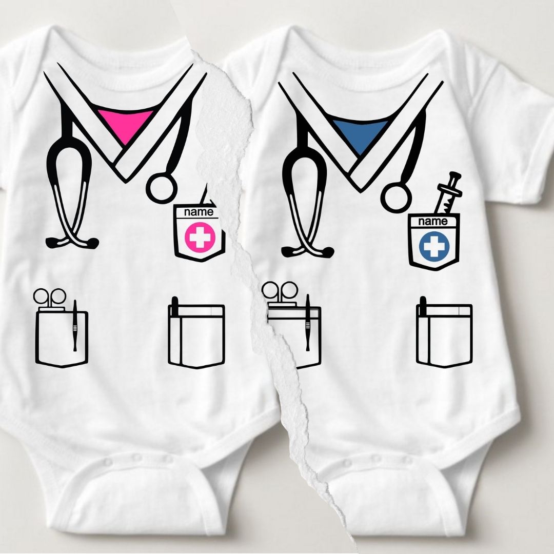 Baby Career Onesies - Little Nurse Scrub Suit Blue with FREE Name Print - MYSTYLEMYCLOTHING