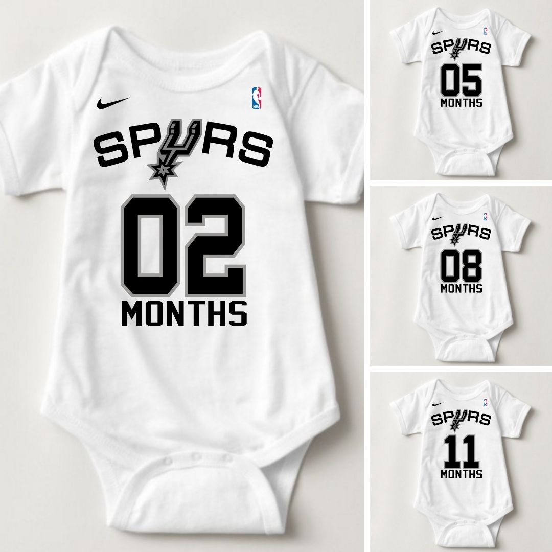 Baby Monthly Onesies - Basketball Jersey San Antonio Spurs - MYSTYLEMYCLOTHING