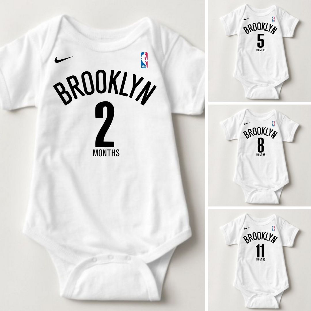 Baby Monthly Onesies - Basketball Jersey Brooklyn Nets - MYSTYLEMYCLOTHING