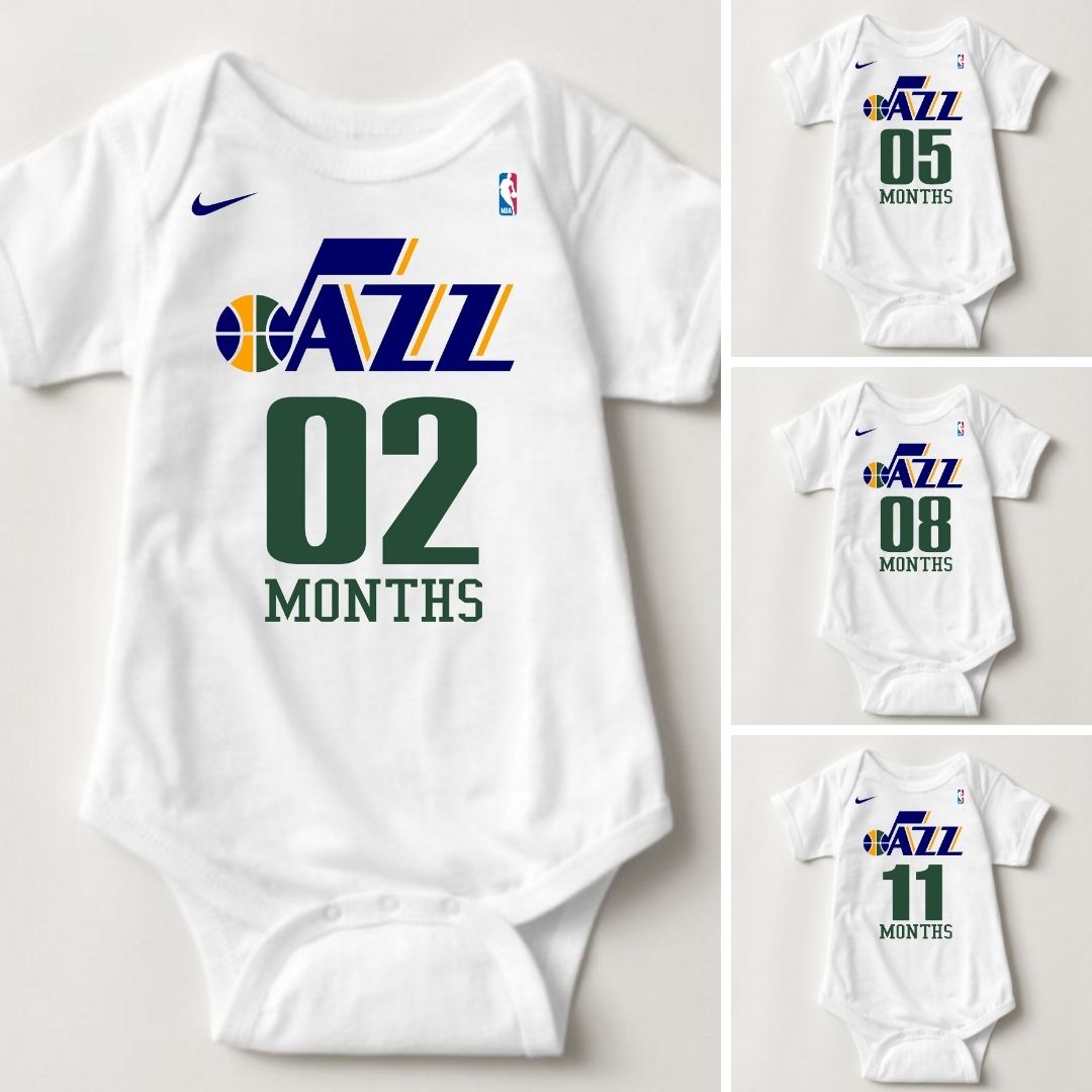 Baby Monthly Onesies - Basketball Jersey Utah Jazz - MYSTYLEMYCLOTHING