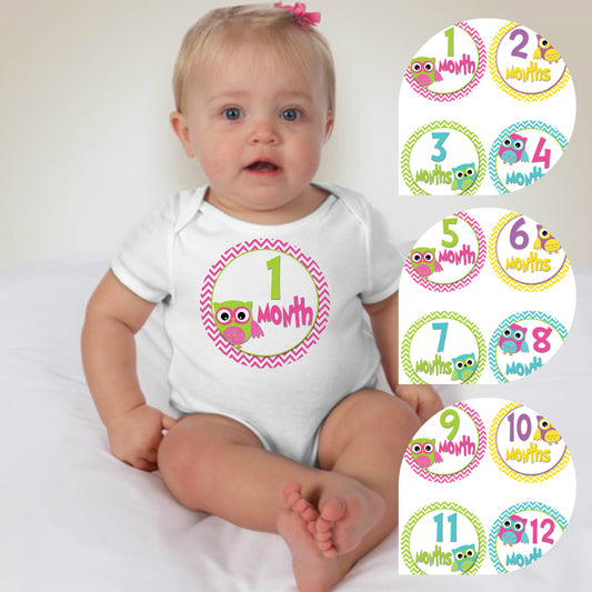 Baby Custom Monthly Onesies - Owl - MYSTYLEMYCLOTHING