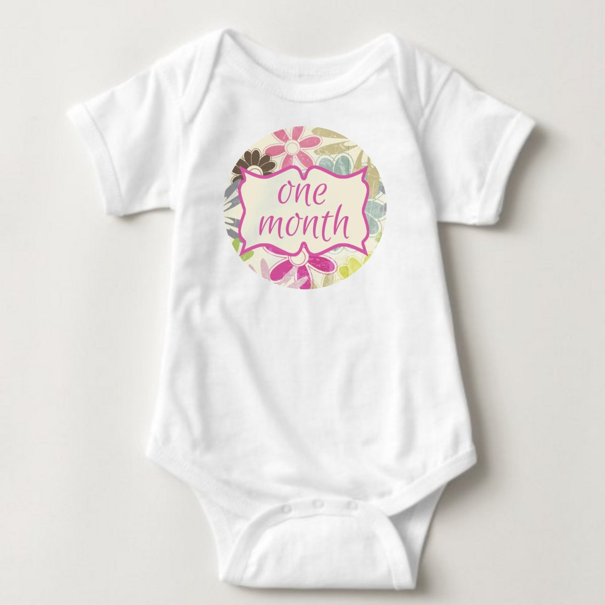 Baby Custom Monthly Onesies - Pastel Flowers - MYSTYLEMYCLOTHING