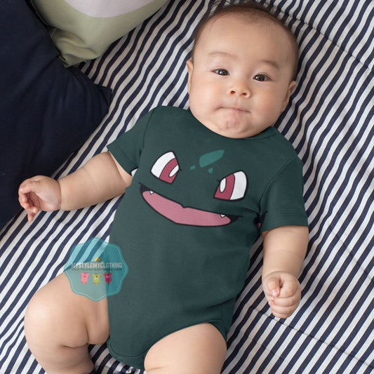 Baby Character Onesies with FREE Name Back Print - Pokemon-Bulbasur - MYSTYLEMYCLOTHING