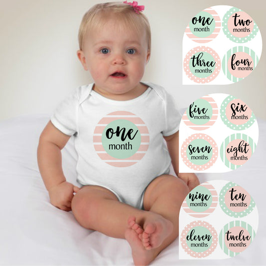 Baby Custom Monthly Onesies - Pink Cursive - MYSTYLEMYCLOTHING