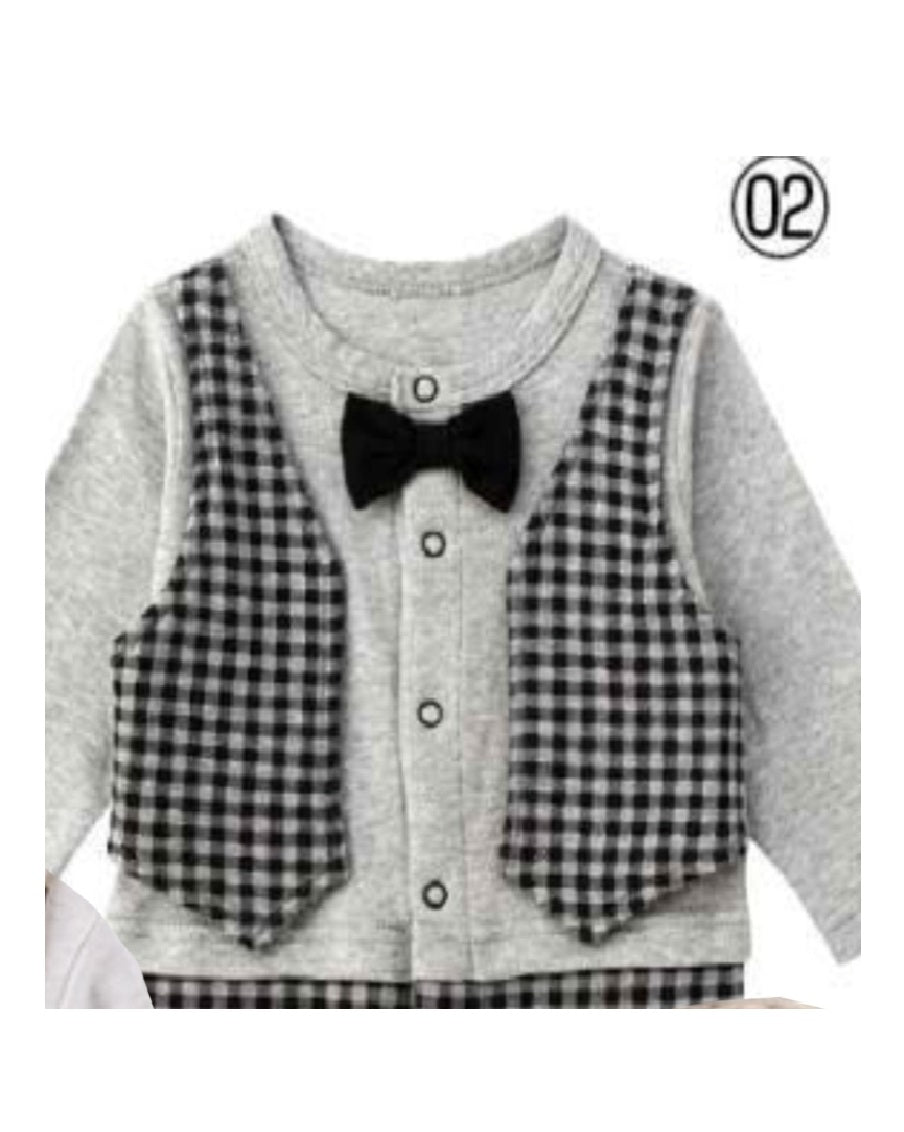 Baby Romper Formal Bowtie Checks Vest Tuxedo Romper - MYSTYLEMYCLOTHING