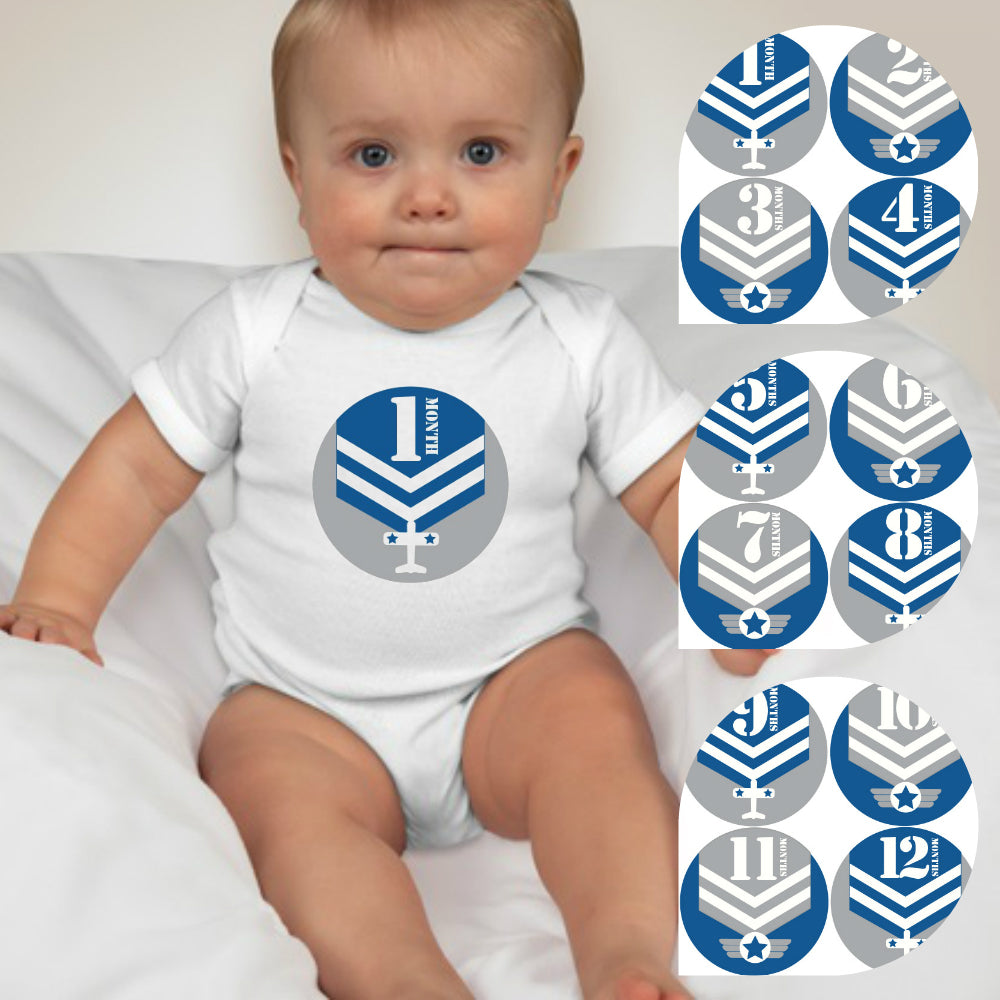 Baby Custom Monthly Onesies - Air force - MYSTYLEMYCLOTHING