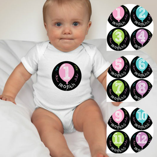 Baby Custom Monthly Onesies - Balloons - MYSTYLEMYCLOTHING